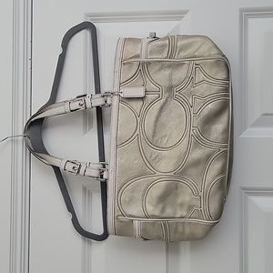 Coach gold and white shoulder bag